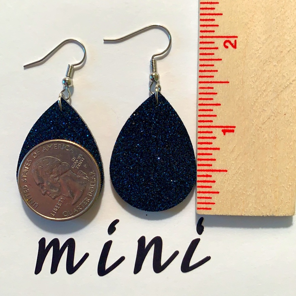 Mini Faux Leather Teardrop Earrings - Picture 3 of 6
